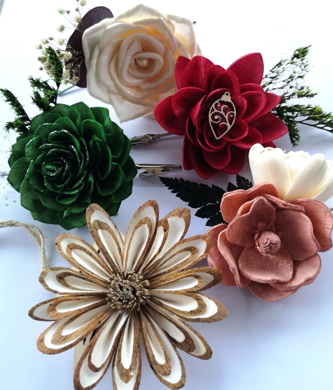 Christmas Collection Eco Friendly Tree Decorations Made With Sola Wood Flowers Set Of 3 Buy Online Or Call 07803524235