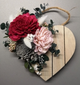 Red Dahlia Roses Mini Heart Board